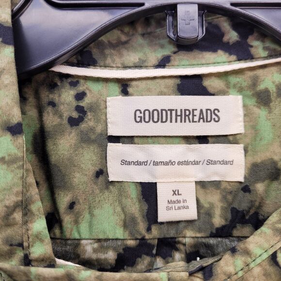 Goothreads Men's Standard-Fit Short Sleeve Poplin Shirt Green Abstract Camo XL - Picture 4 of 10